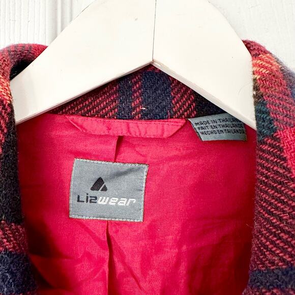 Liz Sport Vintage Red Scottish Tartan Plaid Fringe Trim Wool Boyfriend Blazer 10 - Picture 6 of 14